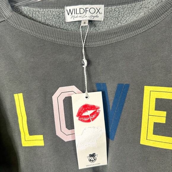 Wildfox Flora Love Oversized Cropped Sweatshirt, NEW flawed Small, MSRP $118 - Picture 8 of 13